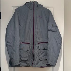 Marmot Gray Ski Jacket with Purple Accents